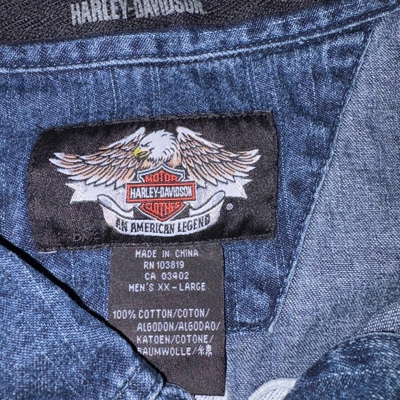 Harley-Davidson Blue Denim Top with Embroidered Logo - Picture 6 of 6